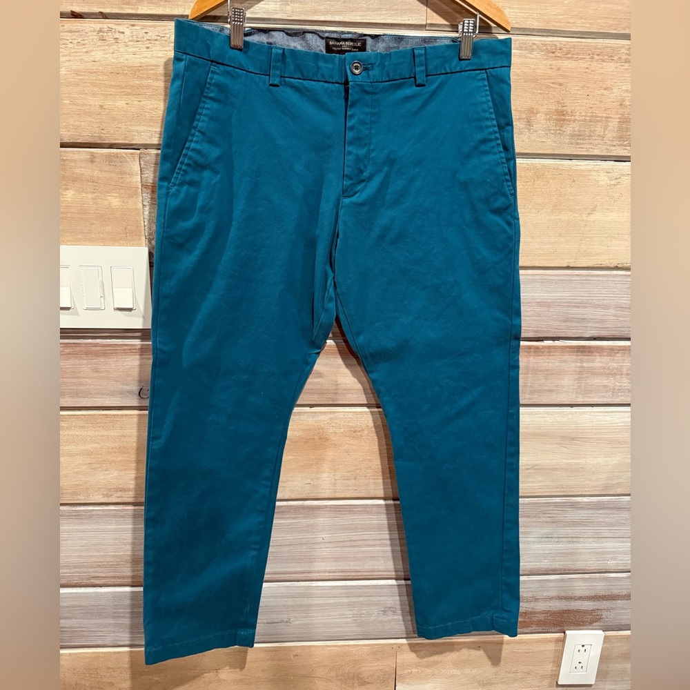 Banana Republic Fulton Skinny Teal Chino Pants 35x30